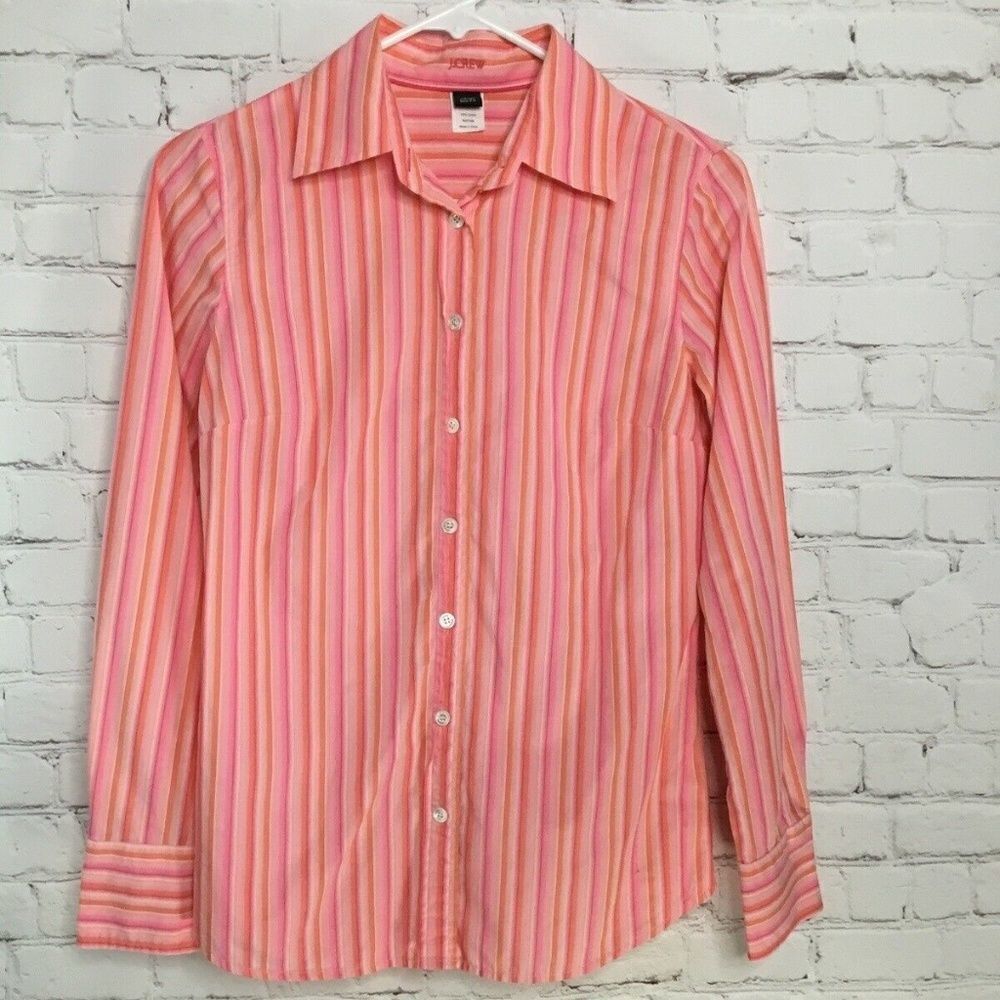 J. Crew Slim Fit Women's Candy Stripes Long Sleeve Button Up Shirt Size XS